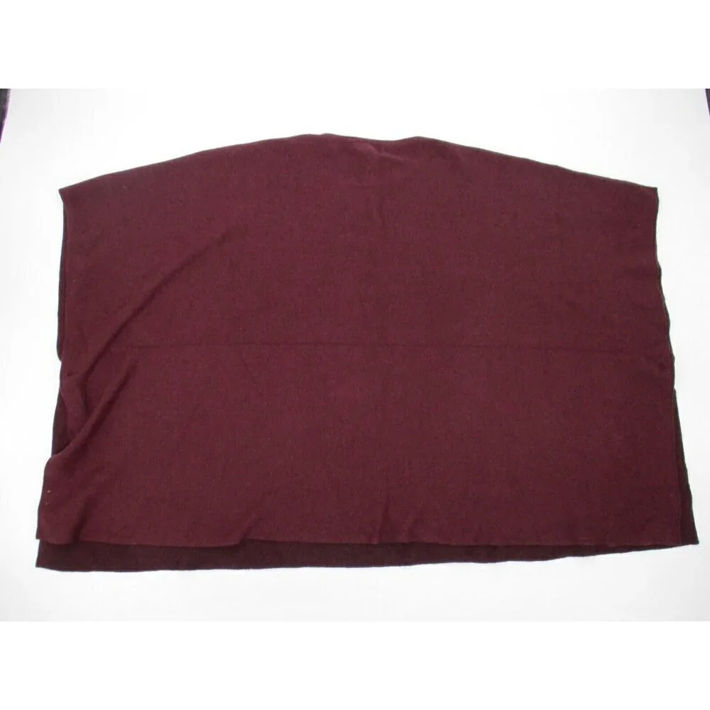 LOFT Womens Poncho Wrap One Size Red Crew Neck Side Buttons Casual Knit Pullover